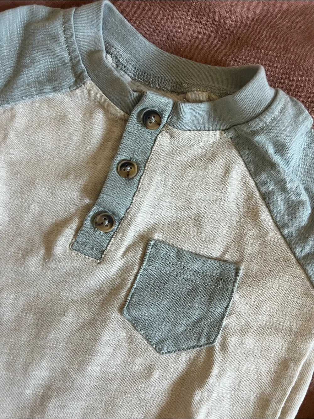 Baby Romper Set in Cream & Sage Green